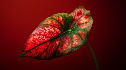 High-Definition Artistic Rendering of Caladium Leaf with a Flowing Dynamic Path on Minimalistic Background