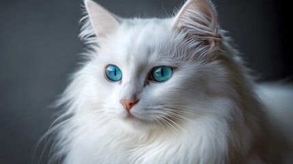 Exquisite Representation of a Rare Heterochromia Cat with Unique Blue and Green Eyes in a Serene Natural Setting with Delicate Lighting and Detailed Texture