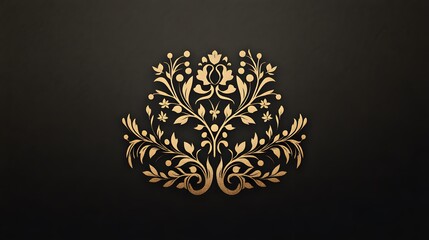 Exquisite Logo Showcasing Damask Floral Artistry with Structured Borders, Refined Dividers, and Graceful Frame Corners, Enhanced by Artistic Branches for a Blend of Classical and Modern Design