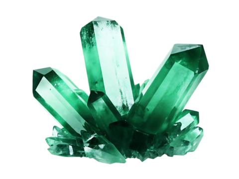 Emerald crystal cluster isolated on a white background png