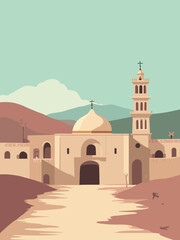 Sanaa — Old City, Al Saleh Mosque, Dar al-Hajar in sandstone, dusty rose, teal, and ivory