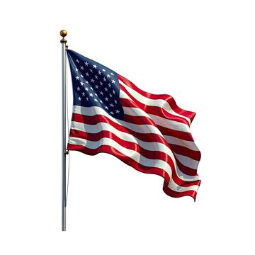 American Flag Waving Proudly on a White Background