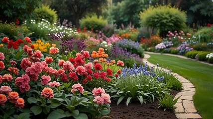 Vibrant Garden Path: A Symphony of Blossoms