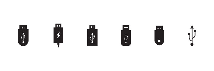 USB icon set. Flash disk sign and symbol. usb flash drive icon vector illustration. eps10