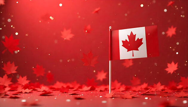 Celebrate canada day with canadian flag and maple leaf background for canada day celebration image design