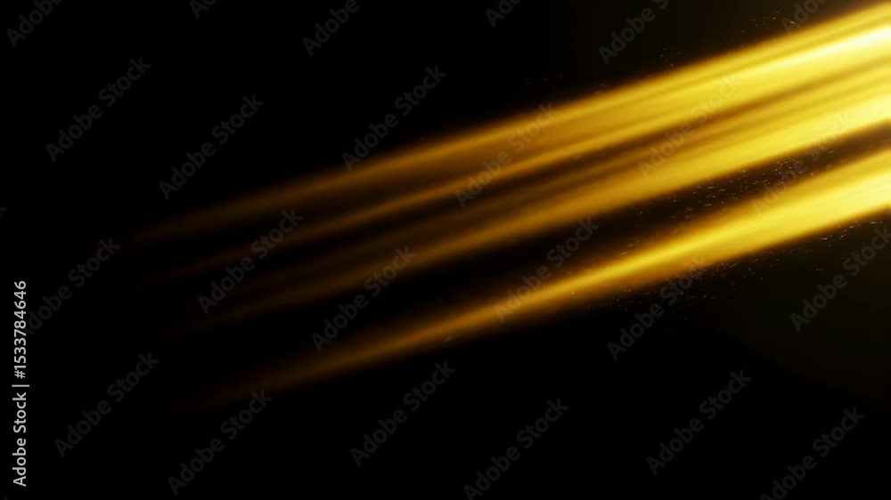 Poster golden light rays with dust particles passing through a dark background. abstract sunbeam flare effe