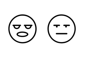 Opposite facial expressions: surprised vs. indifferent emoji icons vector line icon illustration