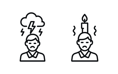 Emotional intelligence tools: heart and mind symbol icons vector line icon illustration