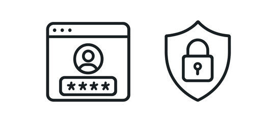 Secure mobile and web authentication via passcode and otp verification vector line icon illustration