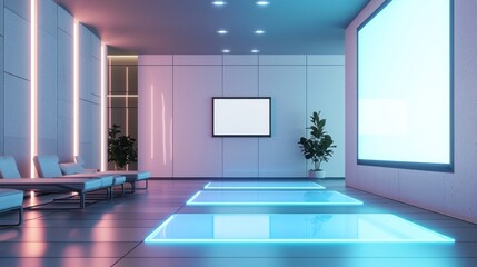 Futuristic Lounge, Neon Glow and Modern Design
