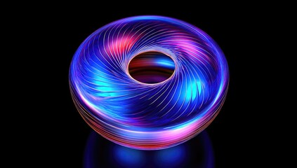 Abstract donut shape, vibrant colors,  glowing lines