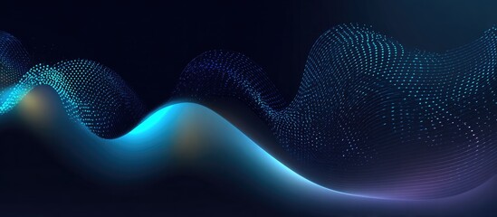 Abstract wave form of luminous dots on dark background
