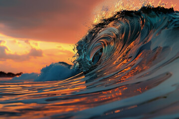 Big wave ocean beach background. Generative ai.