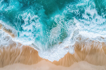 Big wave ocean beach background. Generative ai.