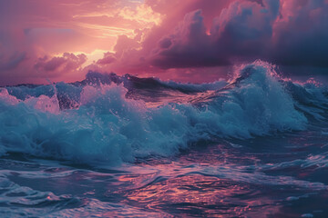 Big wave ocean beach background. Generative ai.