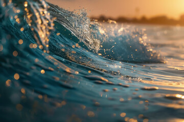 Big wave ocean beach background. Generative ai.