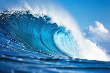 Big wave ocean beach background. Generative ai.