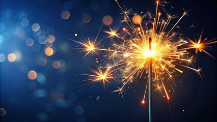 A glowing sparkler bursts with bright light against a dark background, illuminating the night with its festive brilliance.