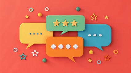 Customer feedback and reviews digital communication graphic design background creative concepts