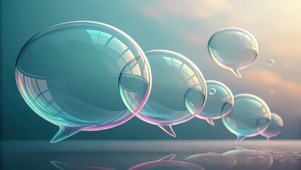 Bubbles floating in conversation digital art abstract environment peaceful viewpoint