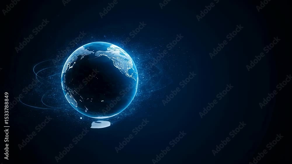 Poster global network connection over world map. digital data communication on planet earth. visualization 