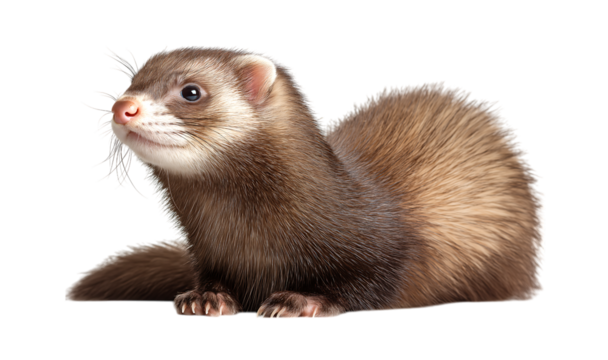 Cute ferret isolated on a transparent background