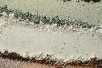 Colorful eyeshadows as background, top view. Cosmetic palette