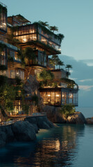 Obraz premium A luxurious adventure hostel near the sea Metaverse