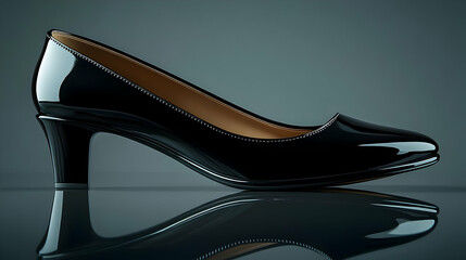 Elegant Black Patent Leather High Heel Shoe 3D Illustration
