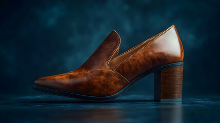 Elegant Brown Leather High Heel Shoe Product Photography