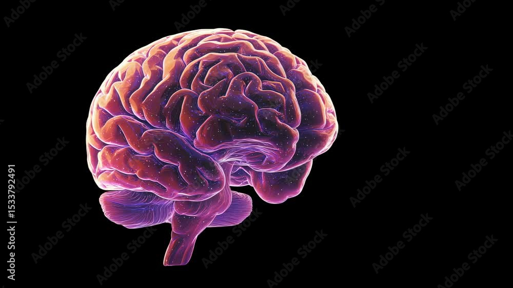 Poster human brain neural network active. artificial intelligence synapse data transfer. digital futuristic