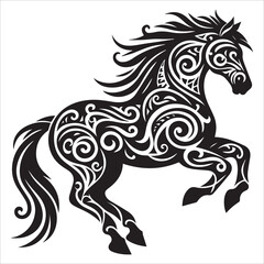 Tribal Horse Silhouette Vector,