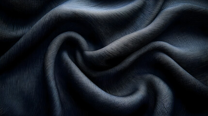Dark Blue Fabric Texture Background Image - Realistic Draped Textile Illustration