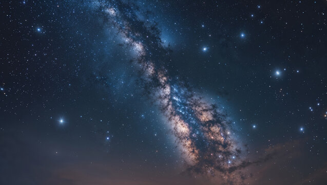 Stunning milky way galaxy displaying numerous stars and galactic dust against a dark night sky