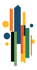 Obraz premium Abstract graphic design with vertical shapes and colorful ribbons