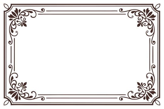 Elegant ornamental frame with decorative floral corners perfect for invitations and announcements