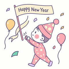 New Year Baby Vector