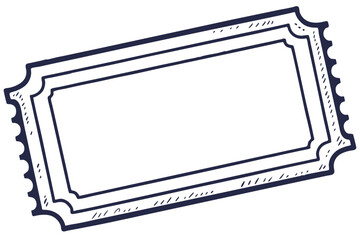 Hand drawn vintage ticket design perfect for events shows and celebrations in simple black and white
