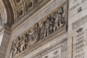 Bas-reliefs sculptés sur l'Arc de Triomphe à Paris.