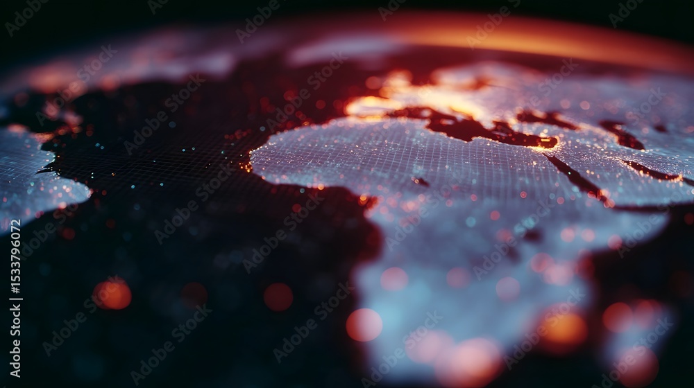 Aufkleber glowing circular map with continents blinking trend alerts in soft light
