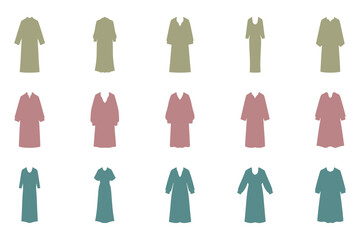 Long  Clothes Icon Set Design