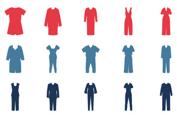 Casual Clothes Icon Set Design