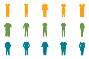 Casual Clothes Icon Set Design