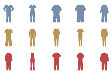 Casual Clothes Icon Set Design