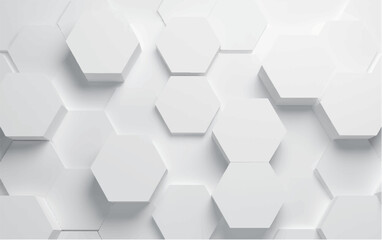 "A sleek geometric background featuring white 3D hexagonal tiles with subtle shadows and depth, creating a modern, minimalistic, and futuristic texture perfect for tech or architectural design"