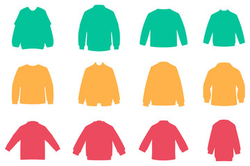 Casual Jacket Silhouette Icon Set