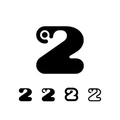 Logo Number 2, set of five different numeral two for your brand name design, vector illustration 10 EPS