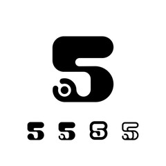 Logo Number 5, set of five different numeral five for your brand name design, vector illustration 10 EPS