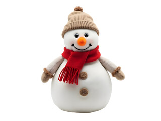 Snowman with hat and scarf isolated on white background perfect for winter and Christmas decoration,, PNG transparent,