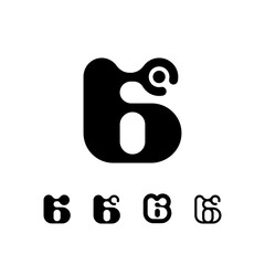 Logo Number 6, set of five different numeral six for your brand name design, vector illustration 10 EPS